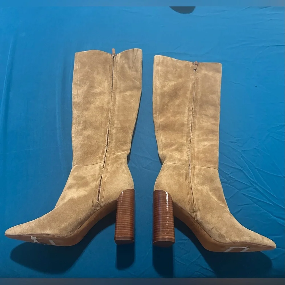 Vince Suede Mid-Calf Pointed Toe Block Heel Boots 7 EU37 Retail $598 - Picture 3 of 8